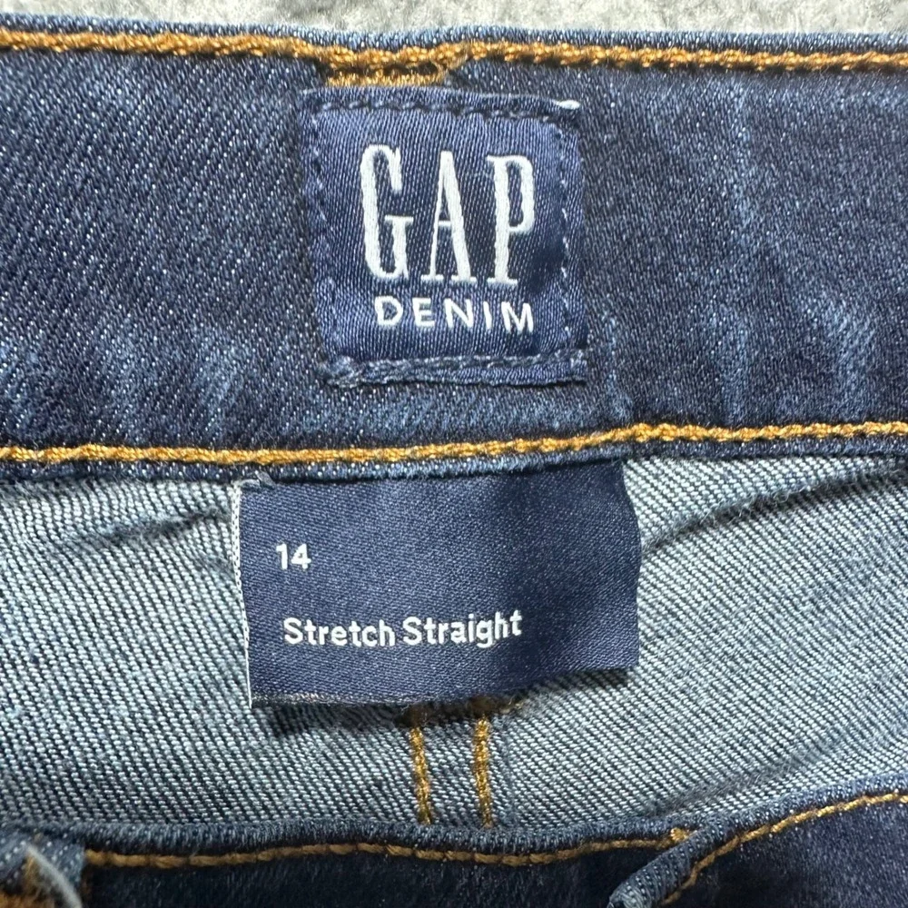 Gap‎ Kids Boys Stretch Straight Jeans Size 14 Dark Wash Indigo Denim Pants